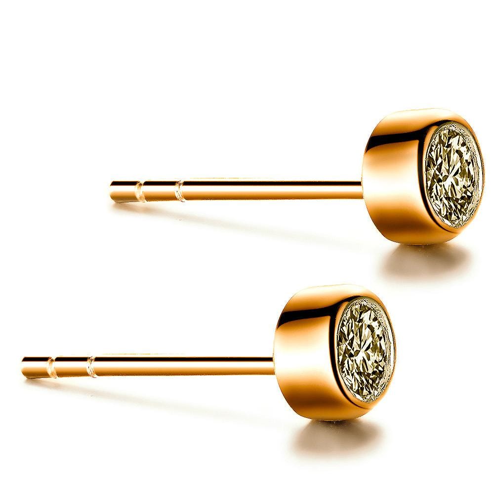 10ct Yellow Gold 0.55ct Champaign Diamond Bezel Studs