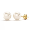 9ct Yellow Gold 9mm Natural Pearl Stud Earrings - Brilliant Co