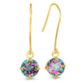 9ct Yellow Gold 1.10ct Round Mystic Topaz Drop Earrings