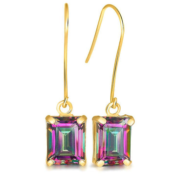 9ct Yellow Gold 2.20ct Octagon Mystic Topaz Drop Earrings - Brilliant Co