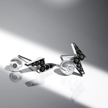 Black Diamond Thunder Stud Earrings Encased in 18k White Gold