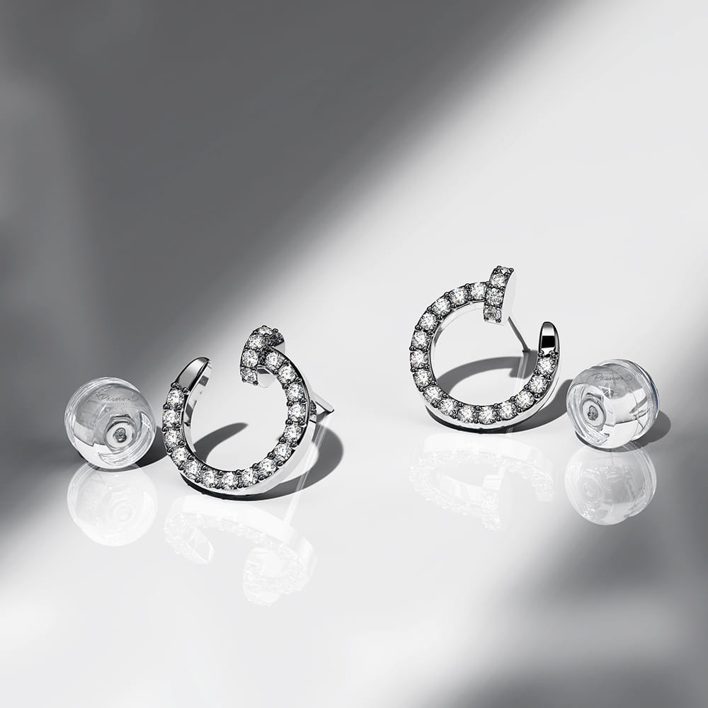Sparkles in the Abyss Diamond Stud Earrings Encased in 18k White Gold