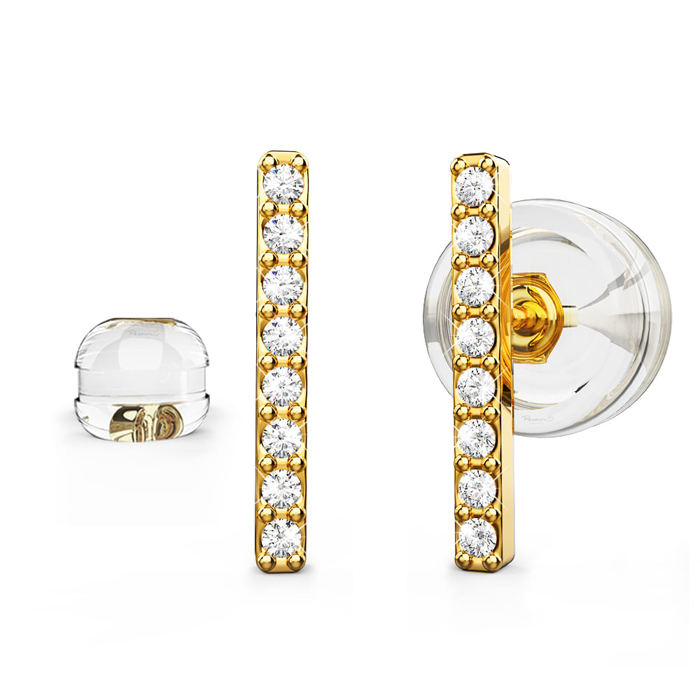 Radiant Accents Diamond Stud Earrings Encased in 18k Gold