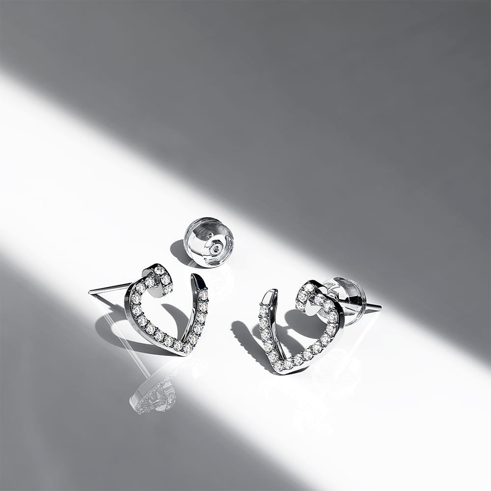 Devotion in the Abyss Diamond Stud Earrings Encased in 18k White Gold