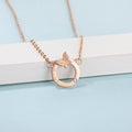 Genuine Single Diamond Set Butterfly in Love Necklace Rose Gold Titanium