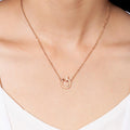 Genuine Single Diamond Set Butterfly in Love Necklace Rose Gold Titanium