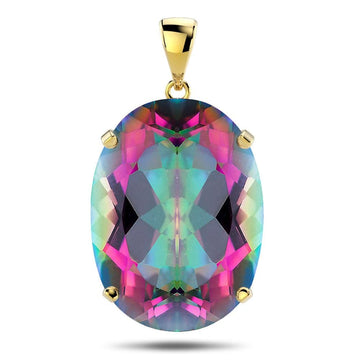 9ct Yellow Gold 11.50ct Massive Mystic Topaz Pendant