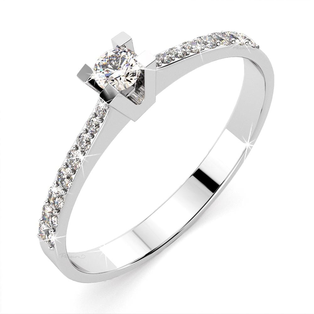 9ct White Gold 0.21 Carats Accented Diamond Ring