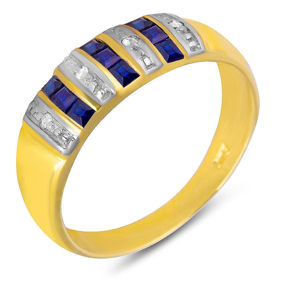 9ct Yellow Gold 0.70ct Sapphire & Diamond Dress Ring