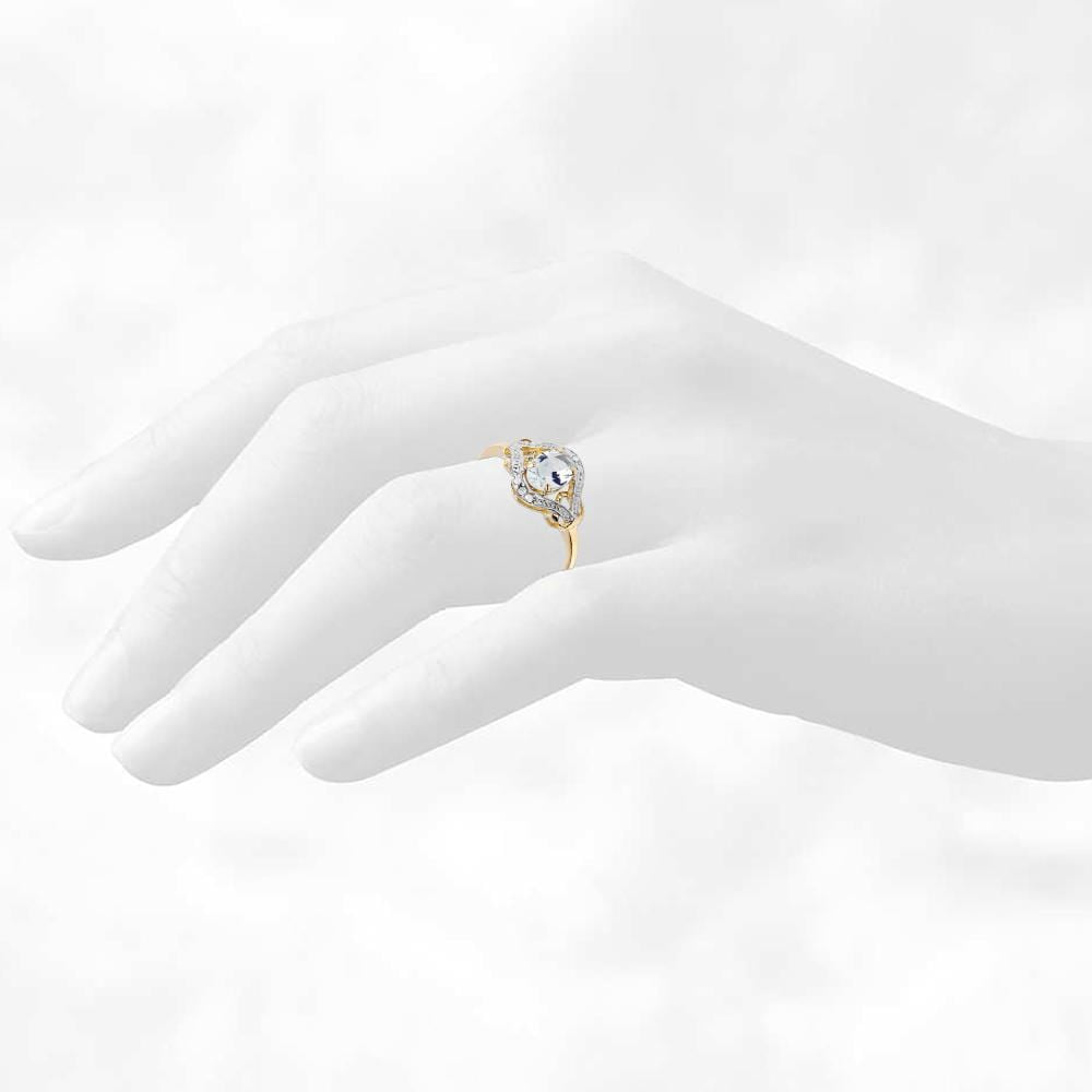 9ct Yellow Gold 0.80ct Oval Aquamarine & Diamond Dinner Ring