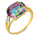 9ct Yellow Gold 5.20ct Mystic Topaz & Diamond Ring