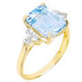 9ct Gold 3.60ct Octagon Blue Topaz & White Topaz Ring