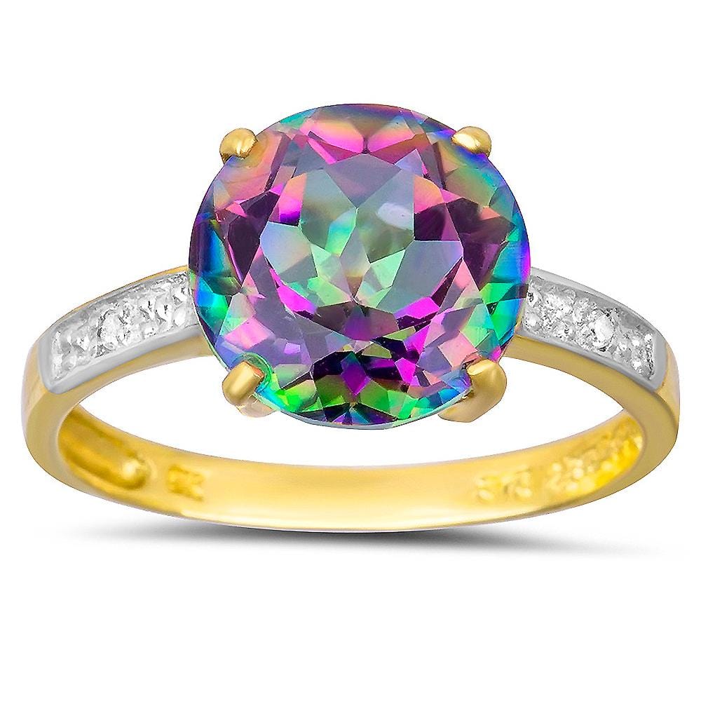 9ct Yellow Gold 4.01ct Mystic Topaz & Diamond Ring