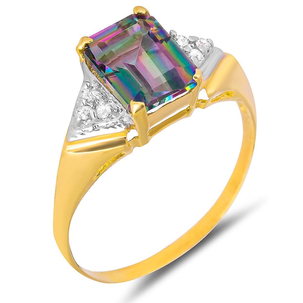9ct Yellow Gold 2.60ct Mystic Topaz & Diamond Ring
