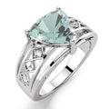 Solid Sterling Silver Trilliant Cut Green Amethyst Ring