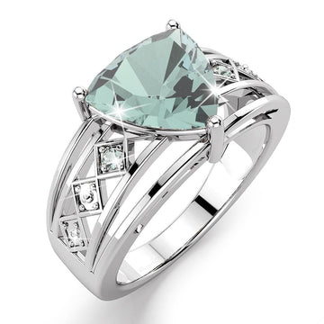 Solid Sterling Silver Trilliant Cut Green Amethyst Ring