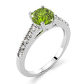 Solid Sterling Silver with Peridot Solitaire Engagement Ring