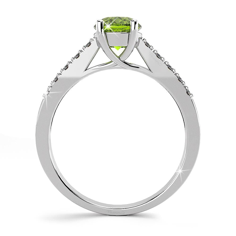 Solid Sterling Silver with Peridot Solitaire Engagement Ring