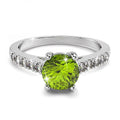 Solid Sterling Silver with Peridot Solitaire Engagement Ring