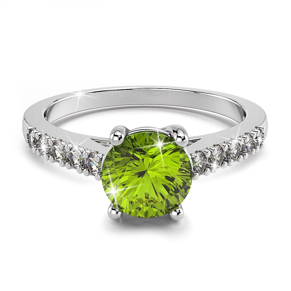 Solid Sterling Silver with Peridot Solitaire Engagement Ring
