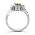 Solid Sterling Silver with Radiant Cut Peridot Diamond Ring