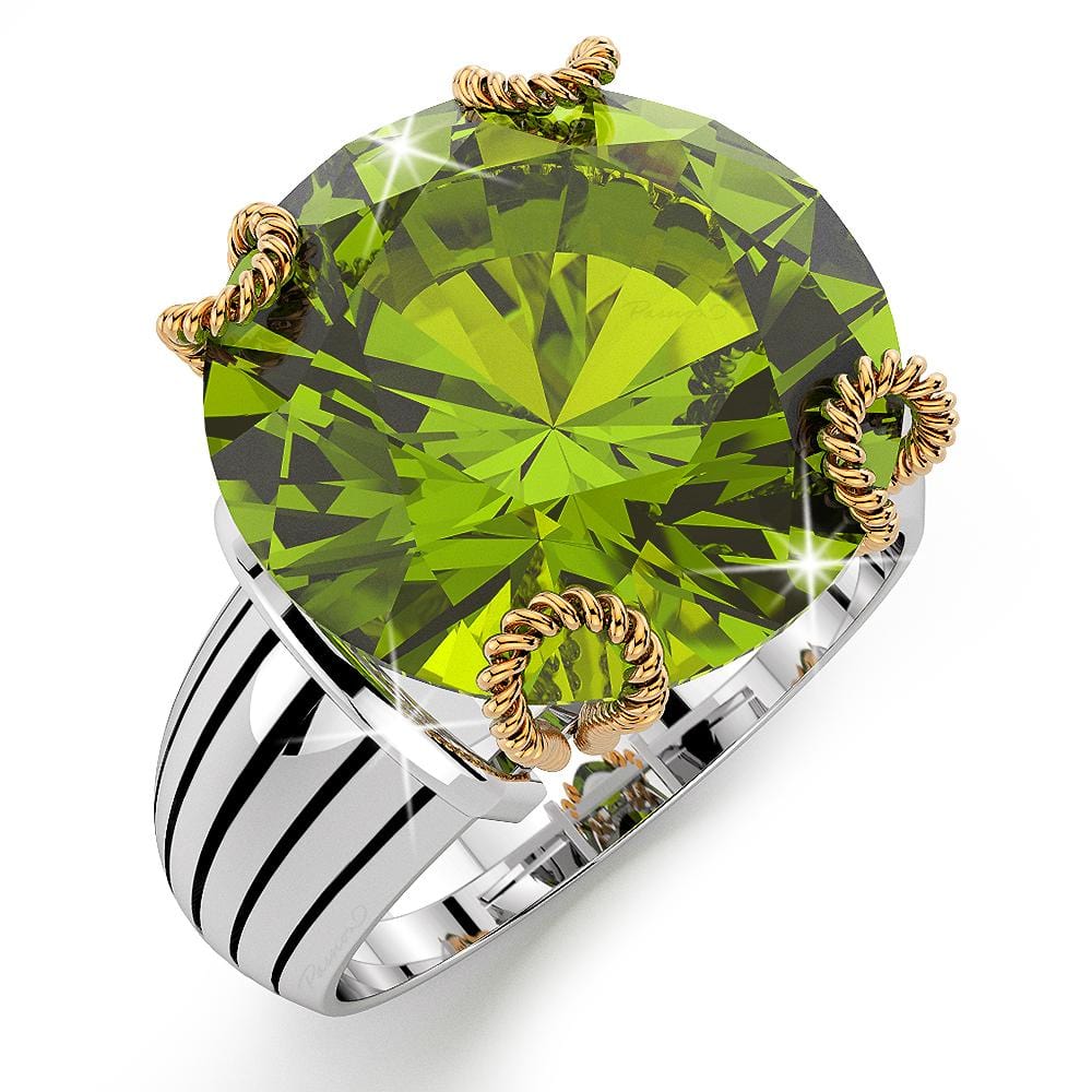 Solid Sterling Silver with Round Cut Peridot Ring