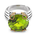 Solid Sterling Silver with Round Cut Peridot Ring