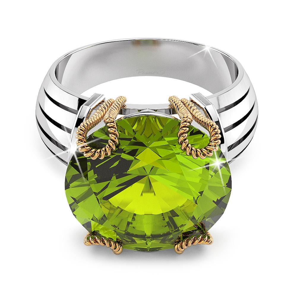 Solid Sterling Silver with Round Cut Peridot Ring
