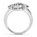 Solid Sterling Silver with 4pcs Oval Cut Blue Topaz Ring
