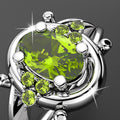 Solid Sterling Silver Oval Cut Green Peridot Ring