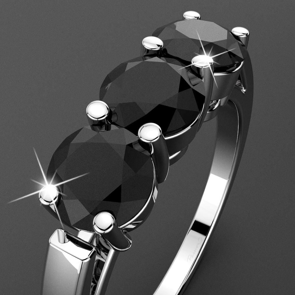 Solid Sterling Silver Navy Blue Sapphire Ring
