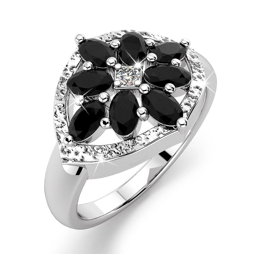 Solid Sterling Silver Navy Blue Sapphire Ring