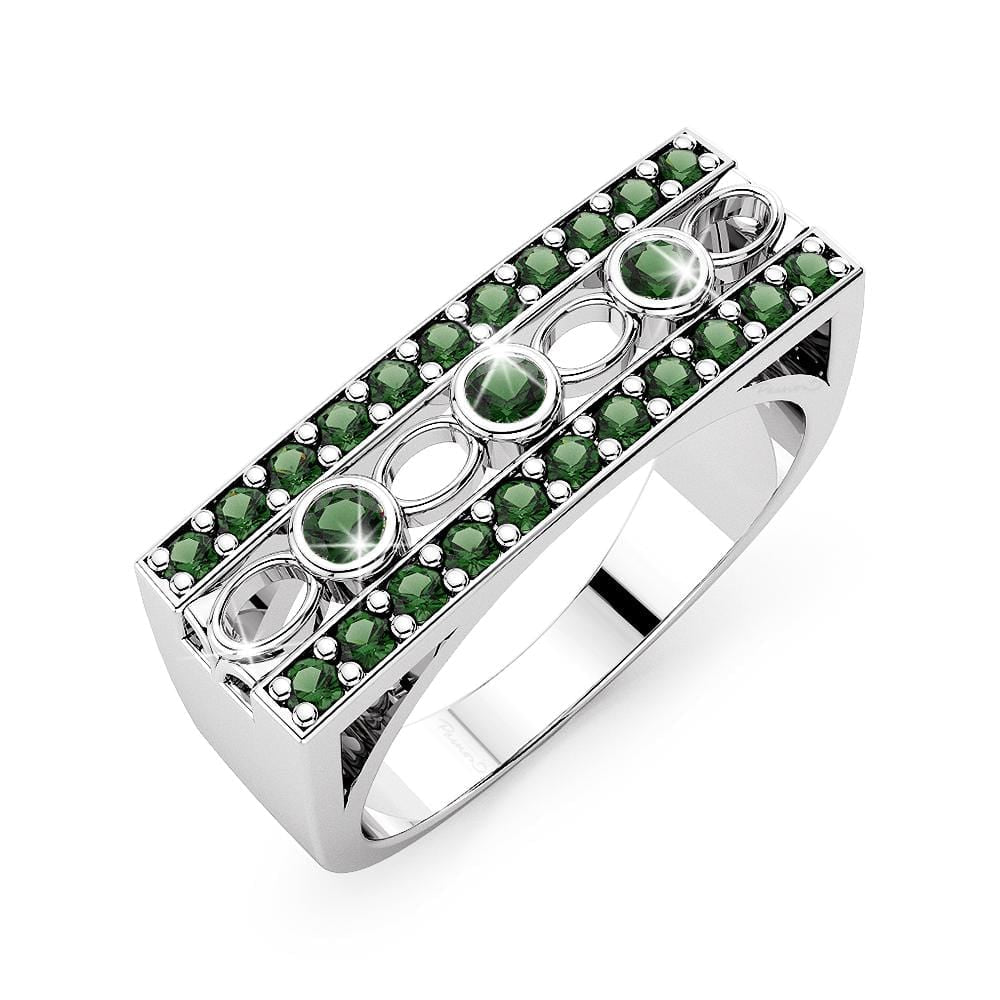 Solid Sterling Silver Black Diamonds Ring