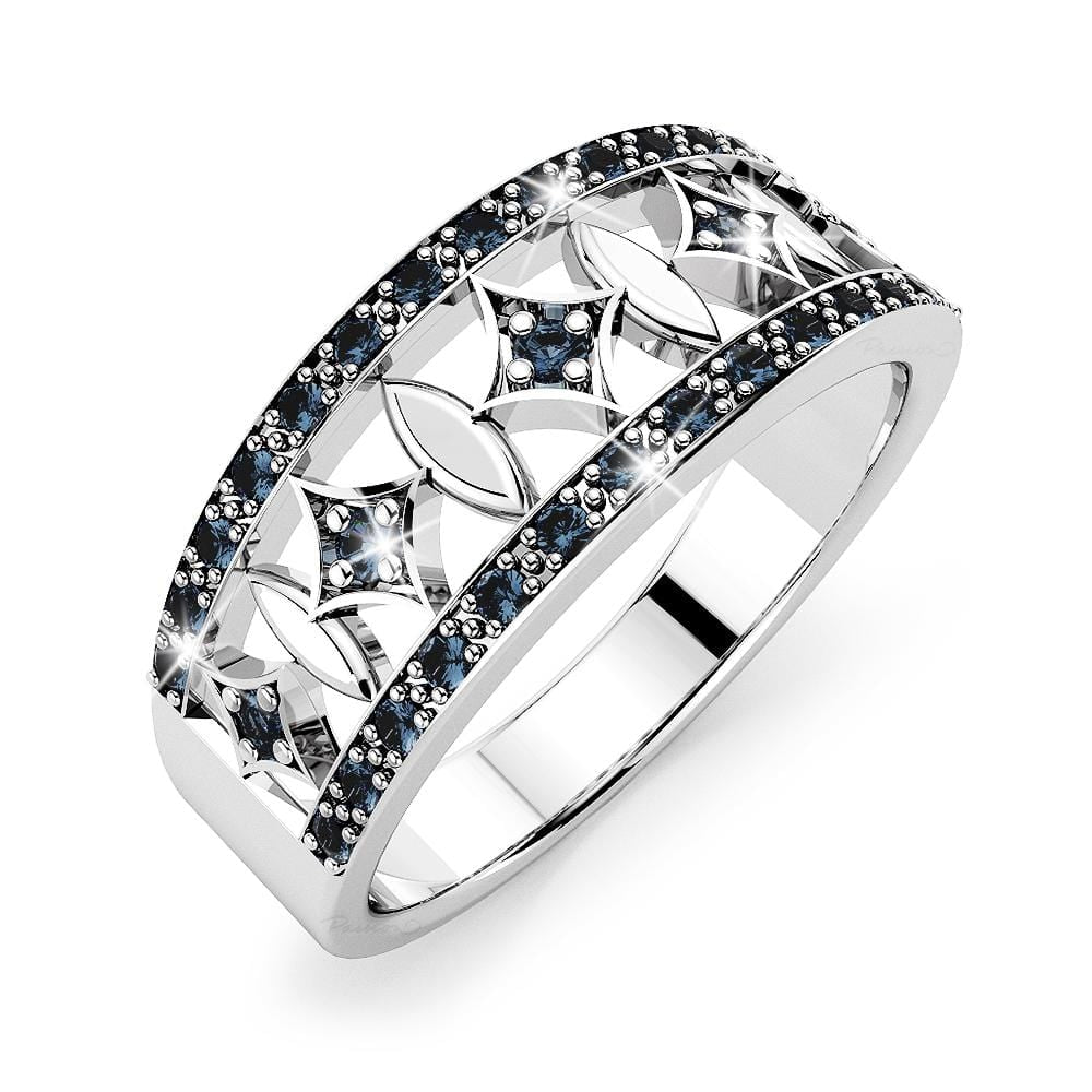Solid Rings Blue Solid Sterling Silver Blue Diamonds Ring