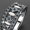 Solid Sterling Silver Blue Diamonds Ring