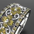 Solid Sterling Silver Yellow Diamonds Ring