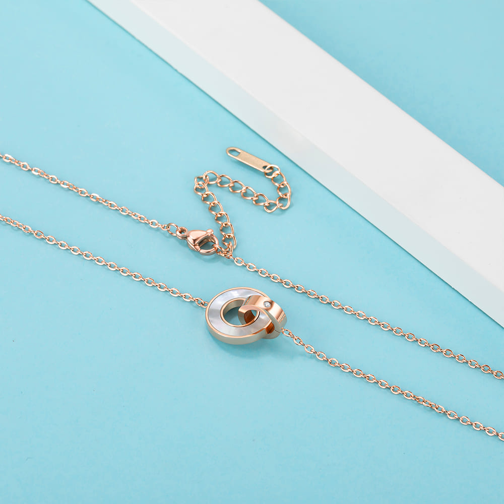 Boxed Pretty in Nacre Necklace and Bracelet Bangle Set in Rose Gold