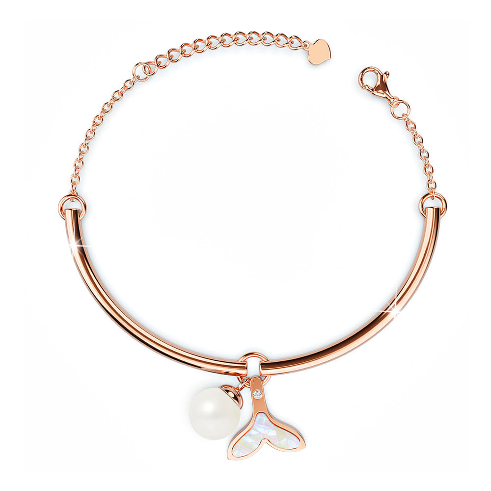 Boxed Pretty in Nacre Necklace and Bracelet Bangle Set in Rose Gold