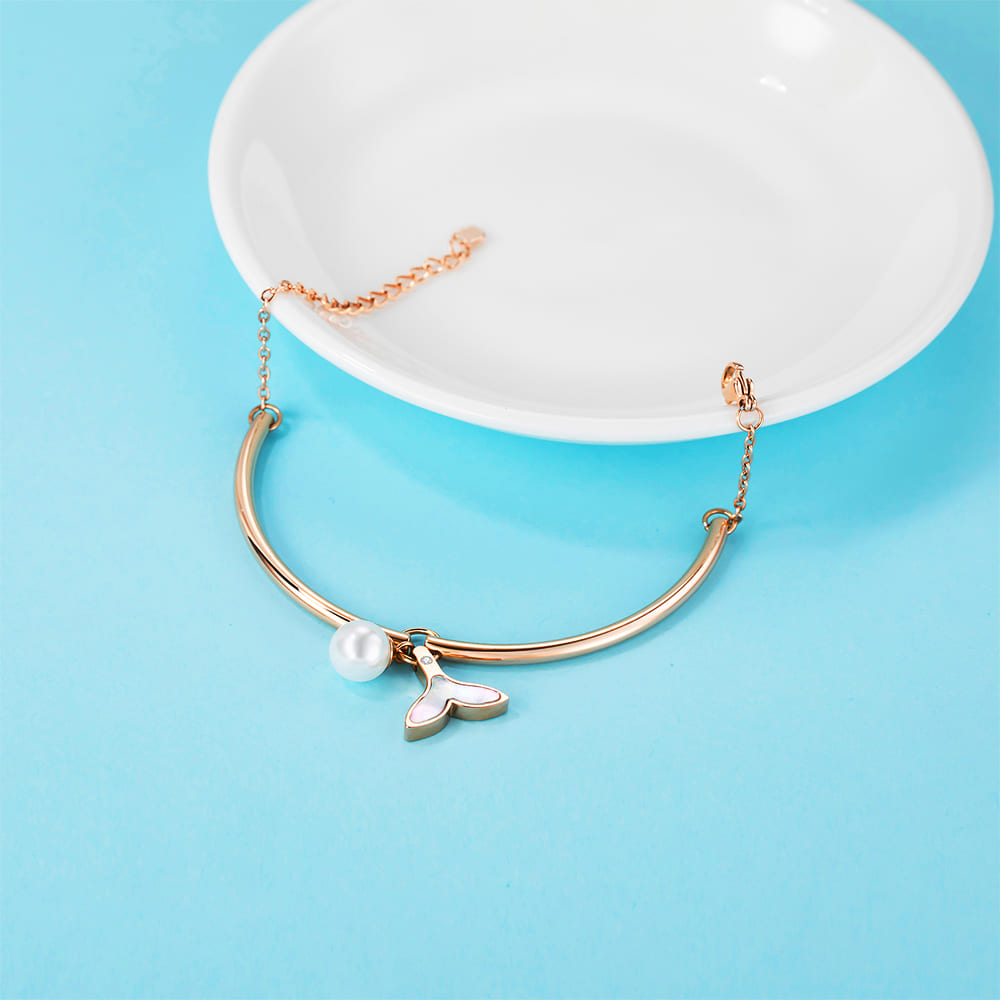 Boxed Pretty in Nacre Necklace and Bracelet Bangle Set in Rose Gold