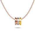 Boxed Contemporary Touch Tri-Tone Pendant Necklace and Bangle Set in Rose Gold