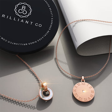 Boxed Numeral Encircle 2 Pc Necklaces Set in Rose Gold