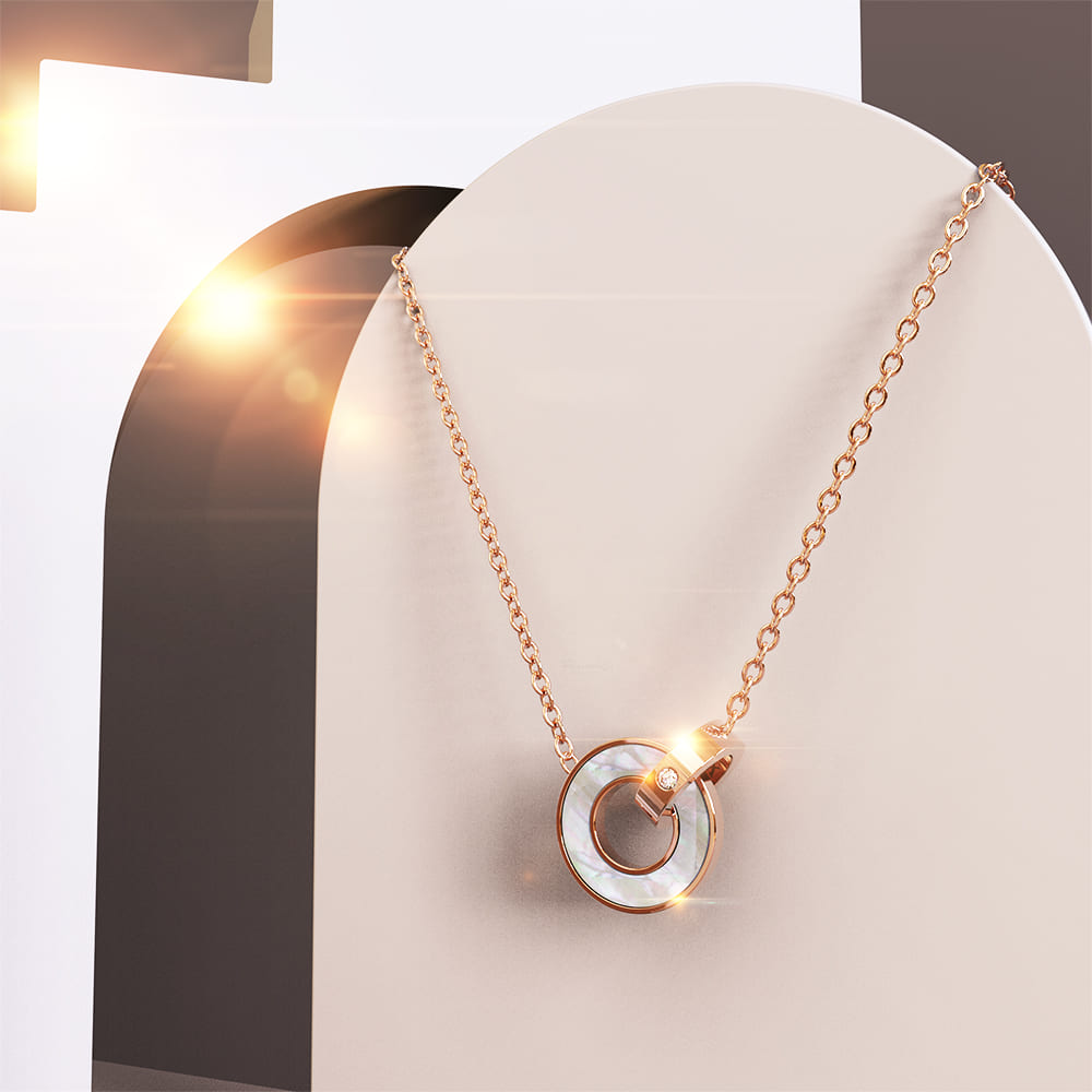 Boxed Numeral Encircle 2 Pc Necklaces Set in Rose Gold