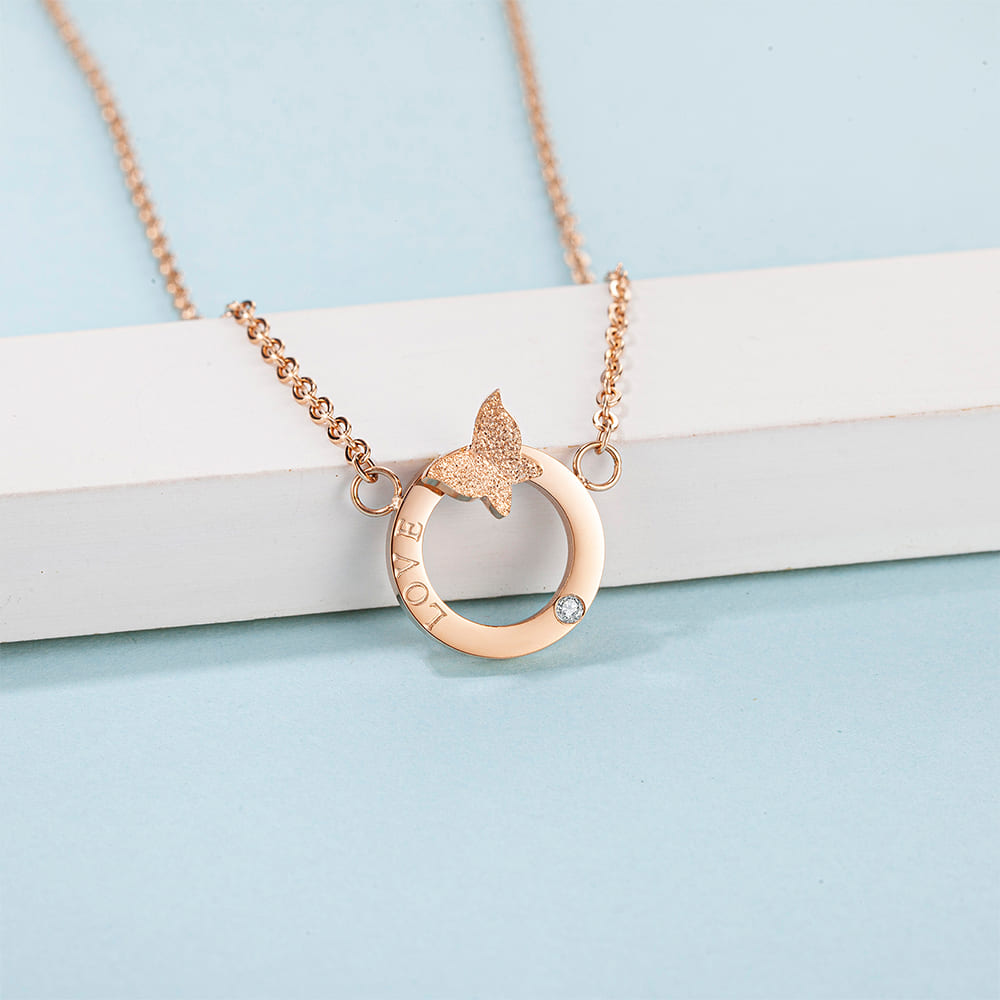 Boxed Dainty Loop 2 Pc Necklaces Set in Rose Gold