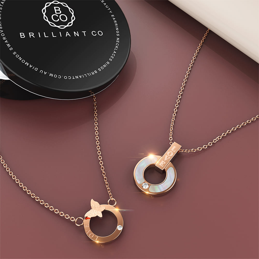 Boxed Dainty Loop 2 Pc Necklaces Set in Rose Gold