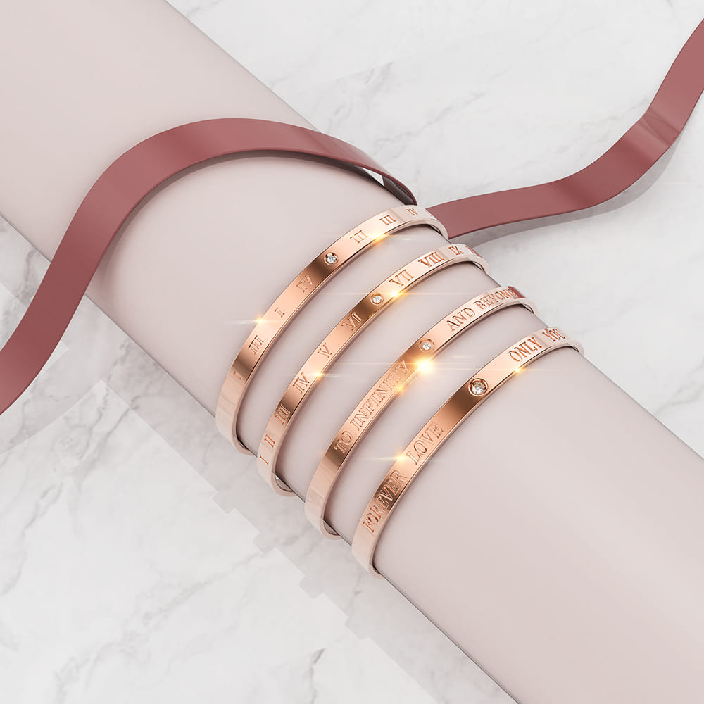 Boxed Minimal Arte 2 Pc Bangle Set in Rose Gold