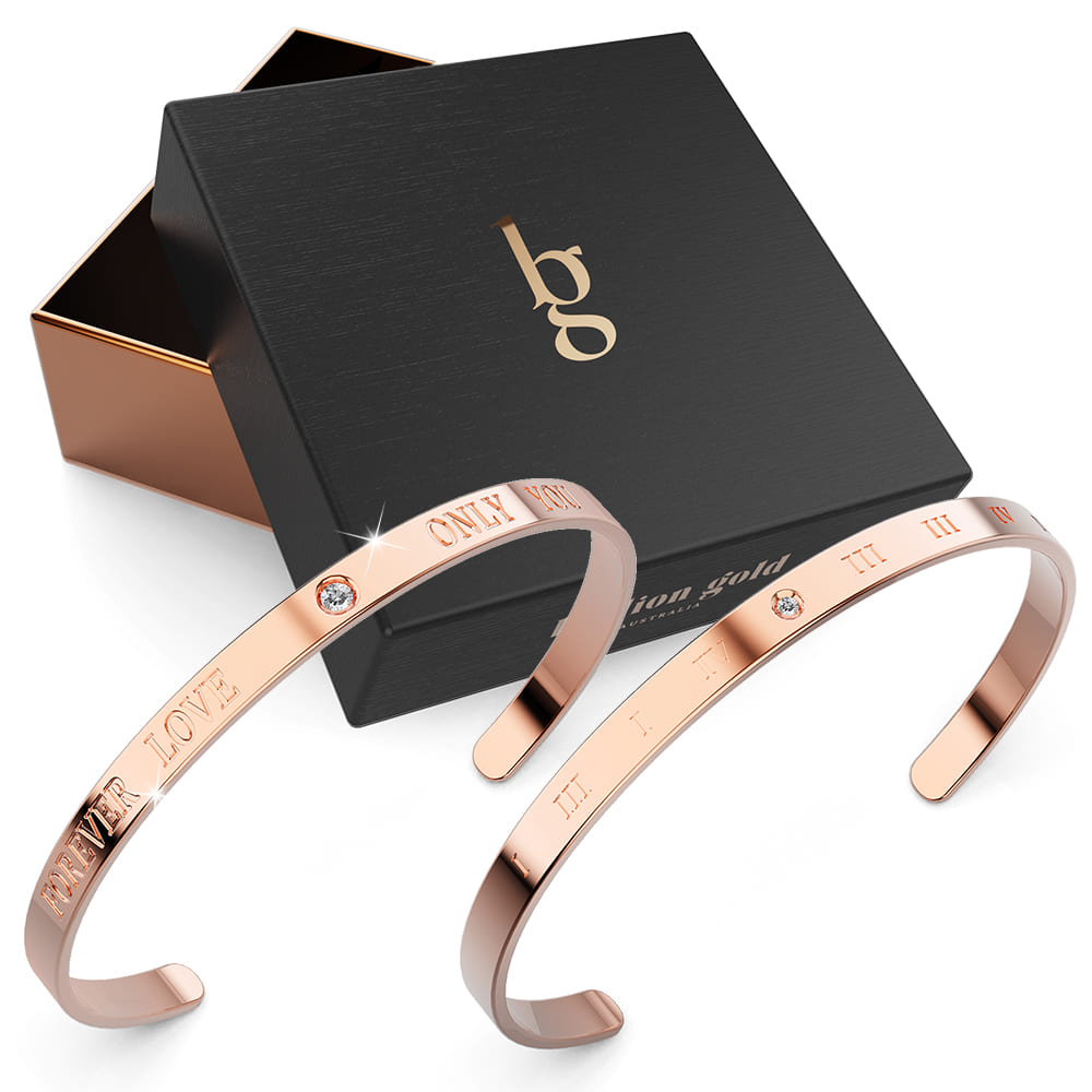 Boxed Minimal Arte 2 Pc Bangle Set in Rose Gold