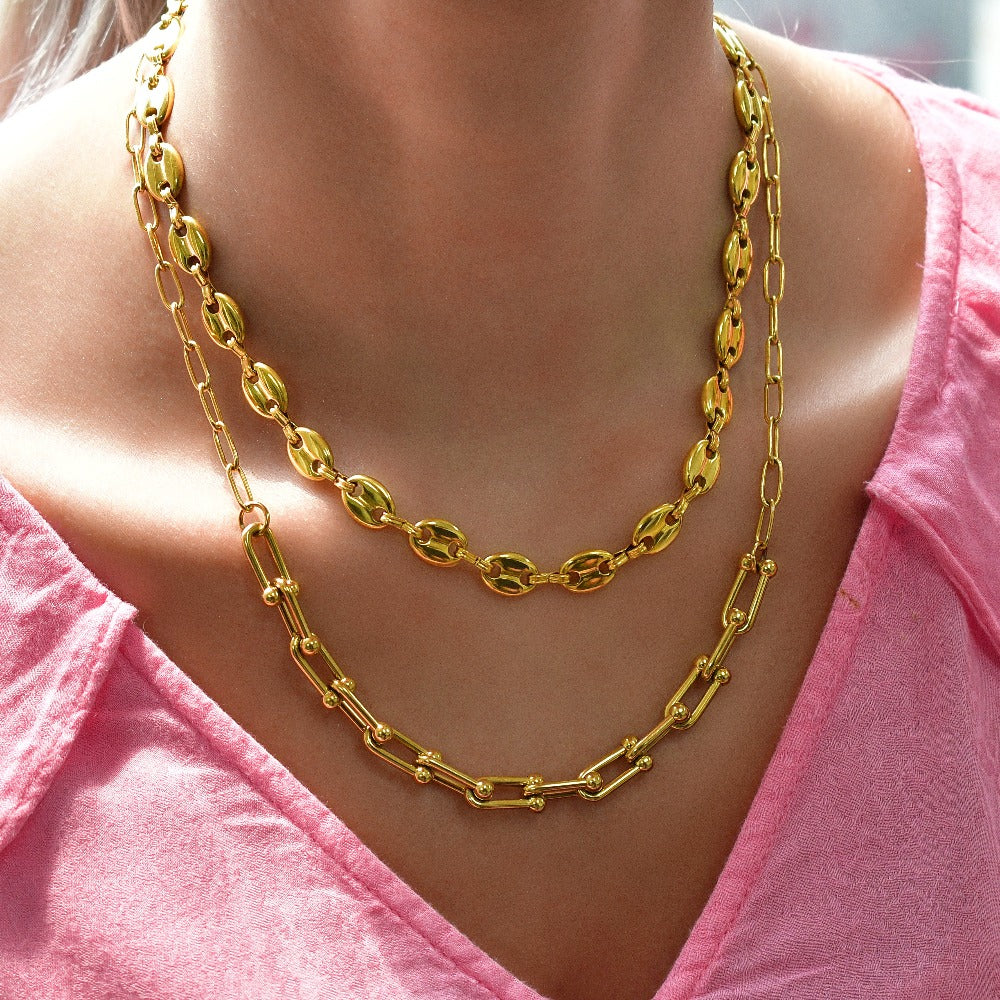 Lovelock U Link Chain Necklace Gold Titanium - Brilliant Co