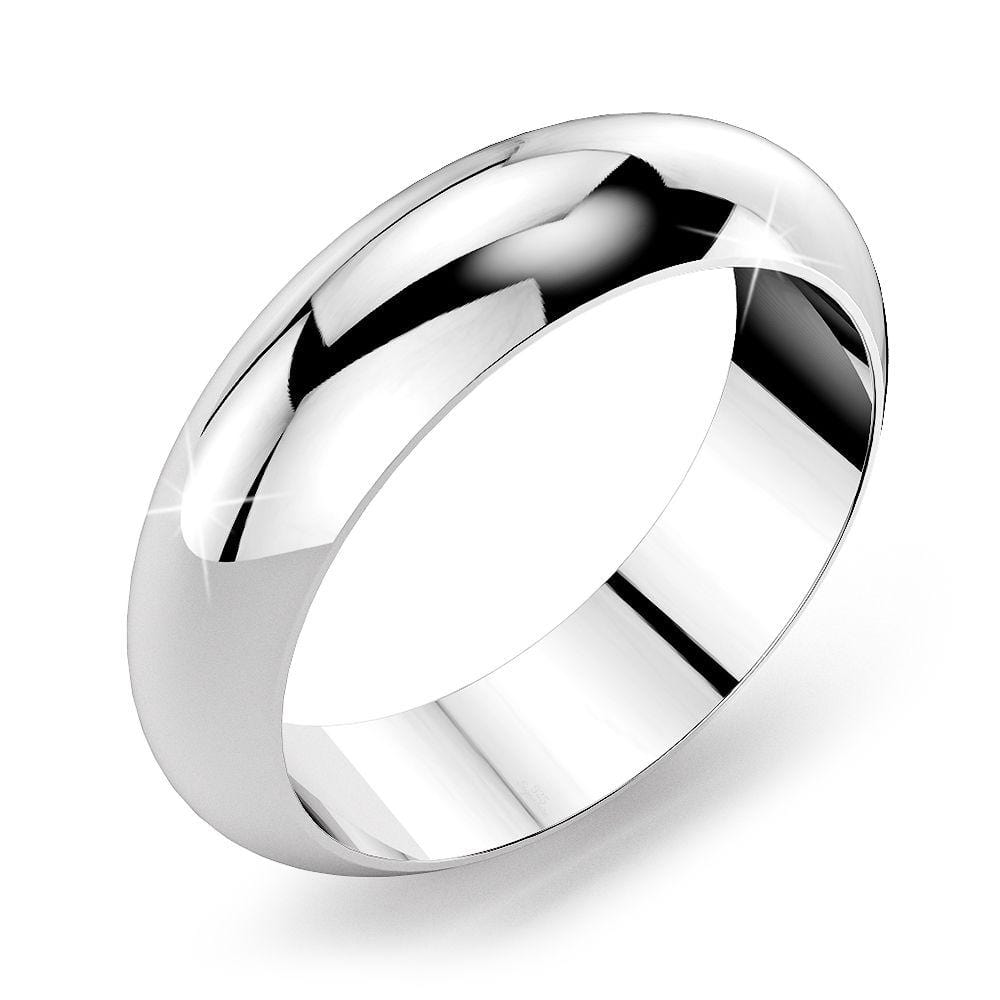Solid 925 Sterling Silver Convex Solid Band Ring
