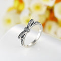 Solid 925 Sterling Silver Embellished with Cubic Zircon Butterfly Bow Ring