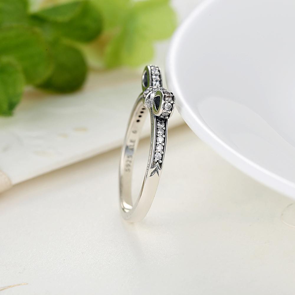 Solid 925 Sterling Silver Embellished with Cubic Zircon Butterfly Bow Ring